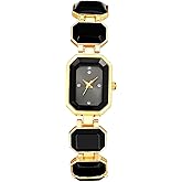 Avaner Women's Bracelet Wrist Watches: Ladies Colorful Rhinestones Gold Tone Elegant Stainless Steel Square Analog Quartz Watch