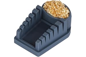 WEP S200 Gray Soldering Wire Holder, Heat Resistant Silicone Stand with Brass Wool Tip Cleaner and 6 V-shaped grooves, Helping Hands for Soldering