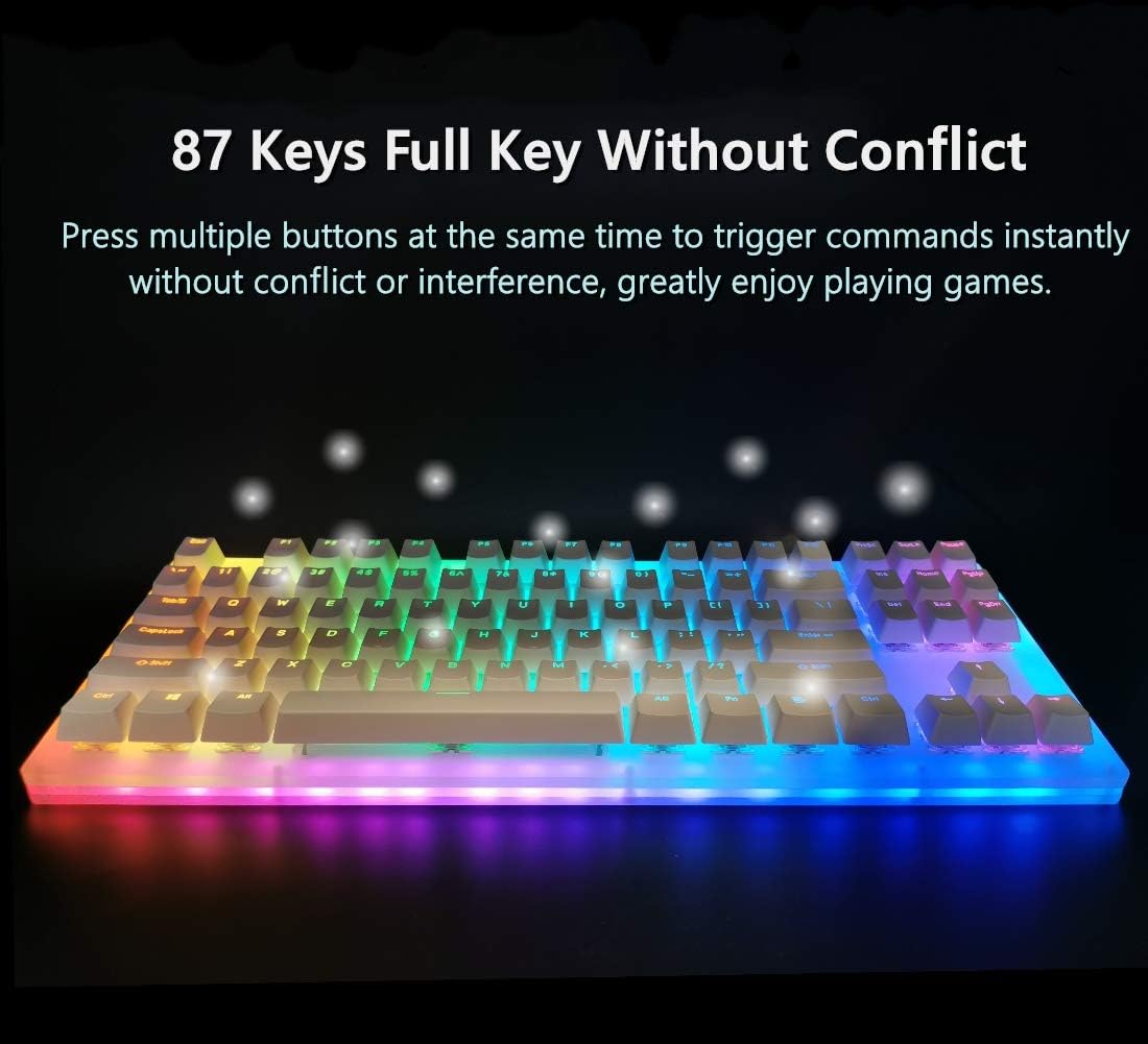 Womier K87 Mechanical Gaming Keyboard TKL Hot Swappable Keyboard Partitioned RGB Backlit Compact 87 Keys for PC PS4 Xbox (Yellow Switch,White): Computers & Accessories