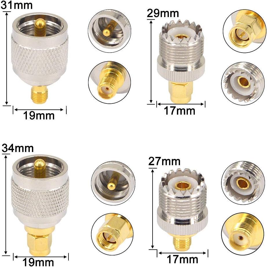 YILIANDUO SMA to UHF Connector Kit, 2 Set RF Coaxial Adapter, SMA to UHF PL259 SO239 Mount Connector - Image 4