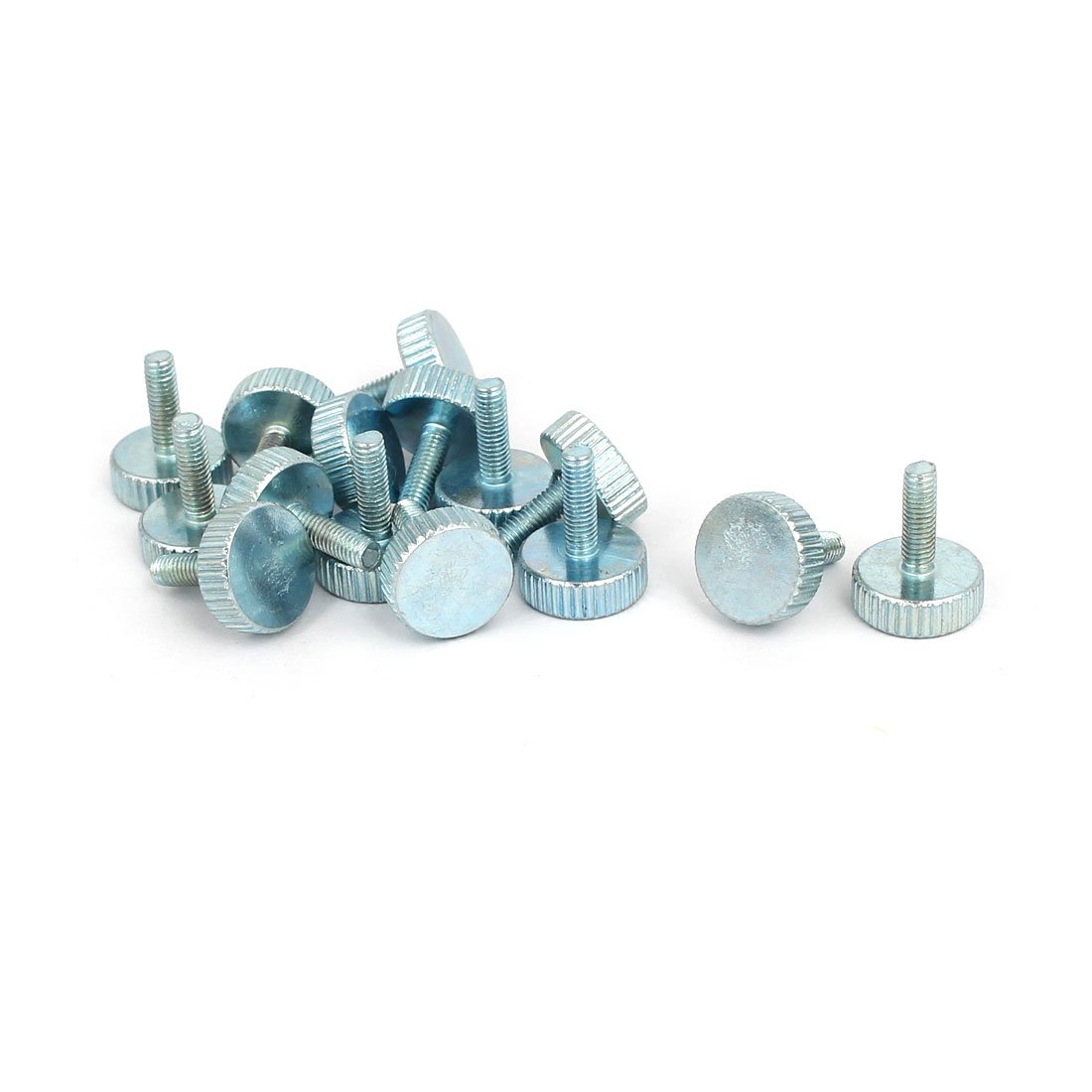 Sourcingmap M3x10mm Knurled Head Flat Point Fully Threaded Thumb Screws Fastener 14mm Total Length 15pcs