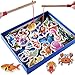 Zhisheng You Wooden 32-Piece Fishes Basic Educational Development Wooden Magnetic Bath Fishing Travel Table Game, Birthday Gift Toy for age 3 4 5 Year Old Kid Children Baby Toddler Boy Girl Magnet Toy