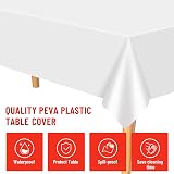 PLULON White Tablecloth 15 Pcs 137 x 274 cm PEVA Plastic Rectangular view 3