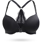 Upushall Push Up Front Closure Bras for Women Thick Padded Racerback Add 2 Cups Plunge Bra Underwire