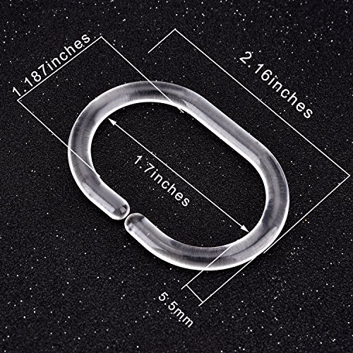 24 Packs Plastic Shower Curtain Rings Hooks for Bathroom Shower Window