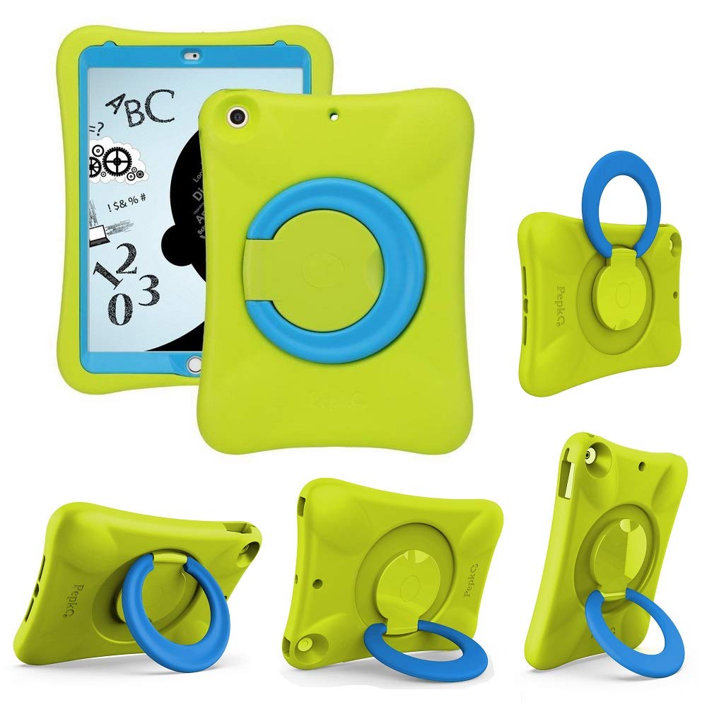 NLR FUN Pepkoo Kids EVA Case for iPad | Multi-Direction Stable Stand | Compatible with 9.7-Inch New iPad 2018/2017 (6th/5th Generation) / iPad Air 2 / iPad Air (Green+Blue) — image 1