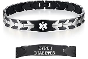 LinnaLove Medical Alert Bracelets for Men Women 8.5 in Stainless Steel Flying Fish Medical Bracelets with Free Engraving