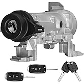 Ignition Switch Lock Cylinder with Key for VW Jetta (2006-2018), Golf (2004-2011), EOS, Rabbit, Tiguan - Replaces 1K0905851B, 1K0905841, 1K0905865 - Includes 2 Keys (48-Chip 433MHz)