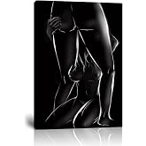 Woman and Man Wall Art Black and White Bedroom Wall Decor Sexy Couples Pictures Prints Artwork for Bedroom Apartment Bar Hotel Home Decorations Framed Ready to Hang 12L" x 16W"