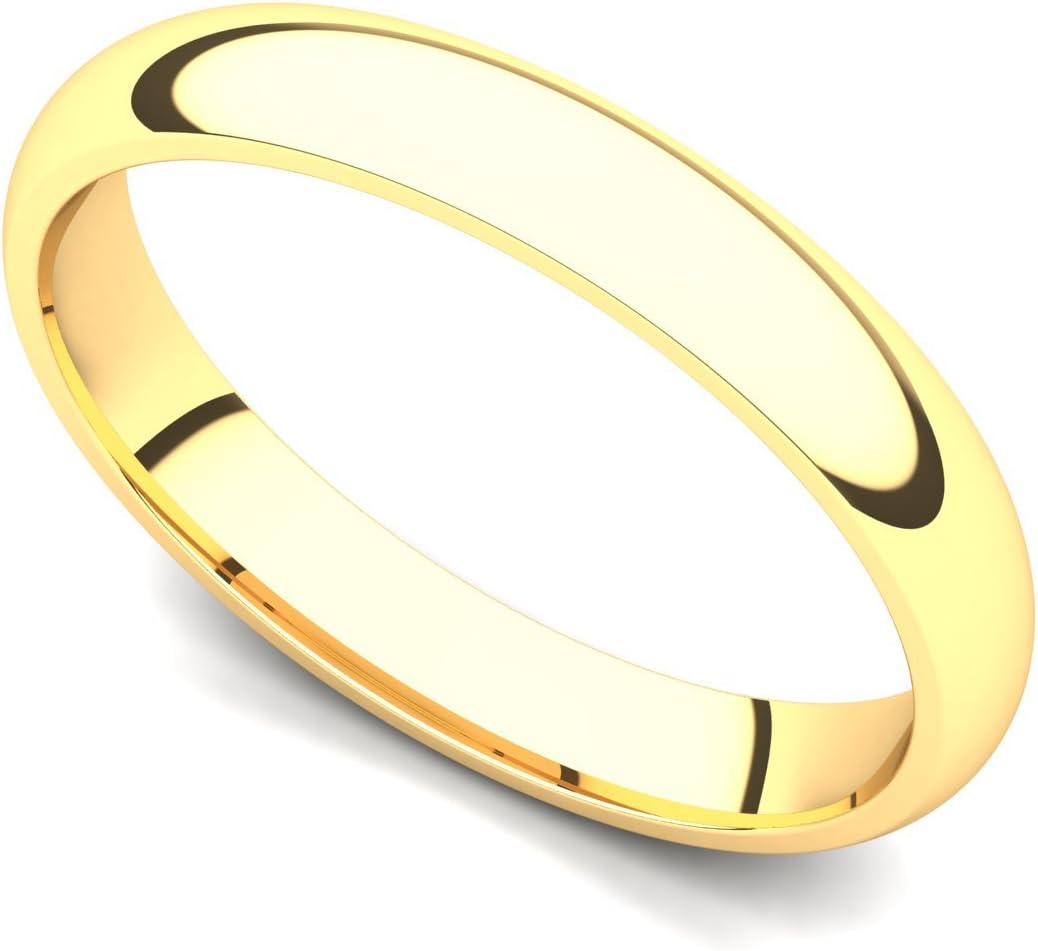 Juno Jewelry 18k Yellow Gold 3mm Classic Plain Comfort Fit Wedding Band Ring