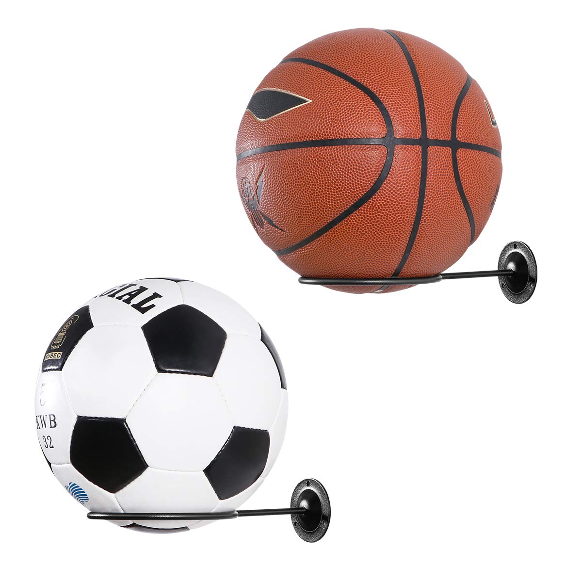 CLISPEED Football Stand, Wall-Mounted Ball Holders Display Racks for Basketball Soccer Football Volleyball Exercise Ball (Black,2PCS)