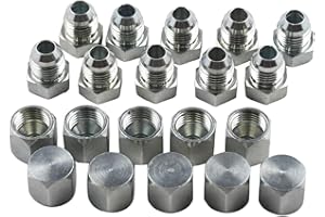Disenparts Steel JIC Cap & Plug 0304-C-06 2408-06 Flared Tube Hydraulic Fitting Kit 3/8" Tube OD 9/16"-18 Thread 10X Cap Nut 0304-C-06 Plug 2408-06