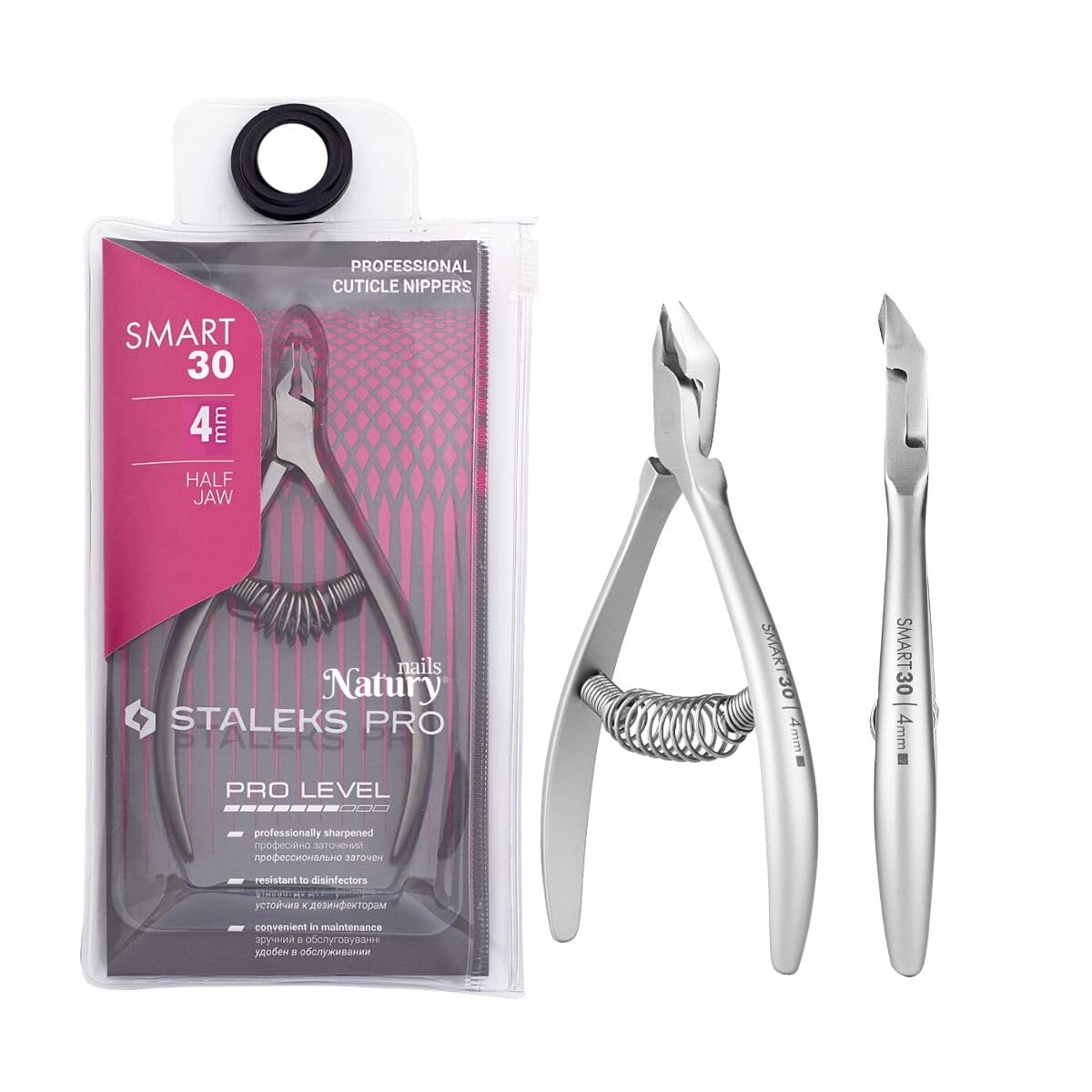 STALEKS PRO for Natury Nails Professional Cuticle Pliers 4 mm Stainless Steel Smart 30-4