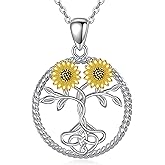 SHEAISRS Bee Necklace 925 Sterling Silver Honeycomb Flower Cute Pendant Necklaces for Women Gifts for Her Women