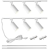 LRAEMXG Plug in Track Lighting with Power Cord, 6-Light GU10 Track Lighting Kit with 6.6FT H Type Track Lighting Rails, Moder