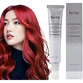 PureStyle 100ml Professional Permanent Hair Color Dye Cream Ammonia Free, Long Lasting Deep Red Color, 100% Gray Coverage, Natural Shine, For All Hair Types Easy At Home Application