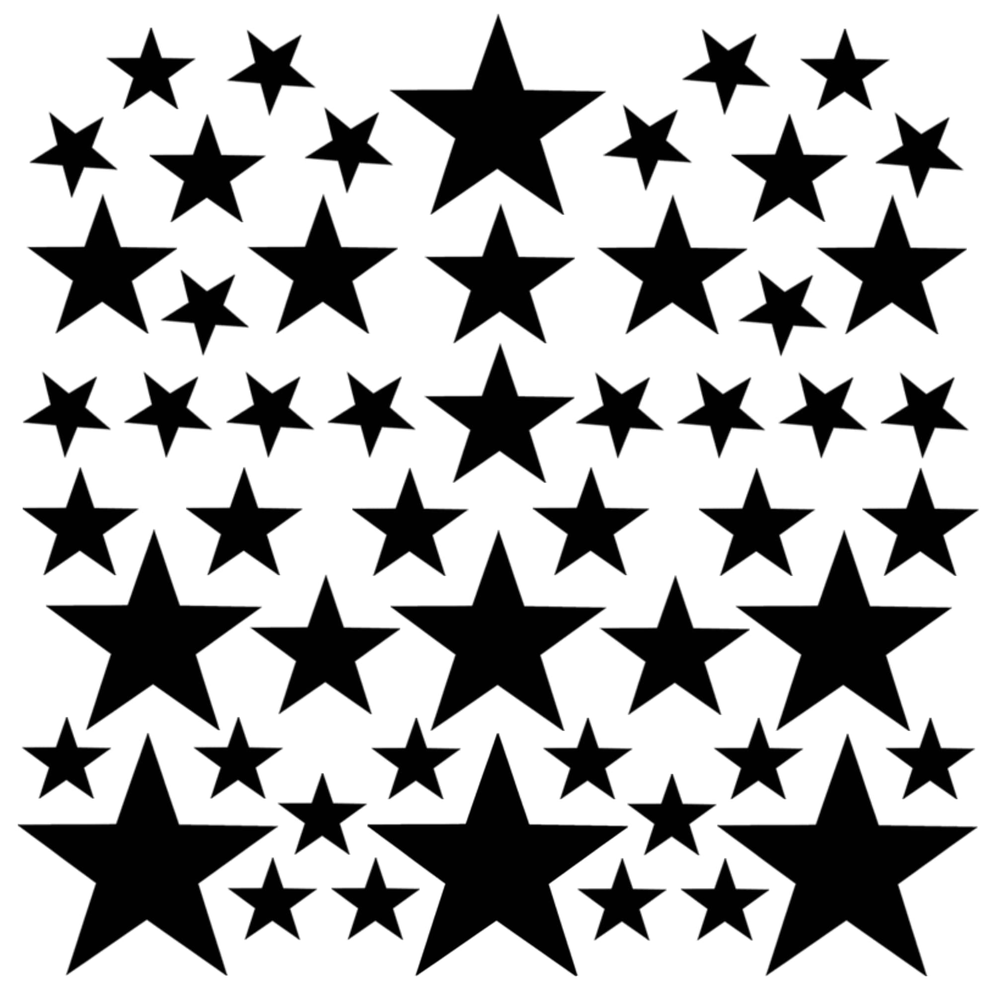 PREMYO Set of 54 Star Wall Stickers Kids - Nursery Decor Easy to Apply - Decals for Bedrooms for Girls Boys Black