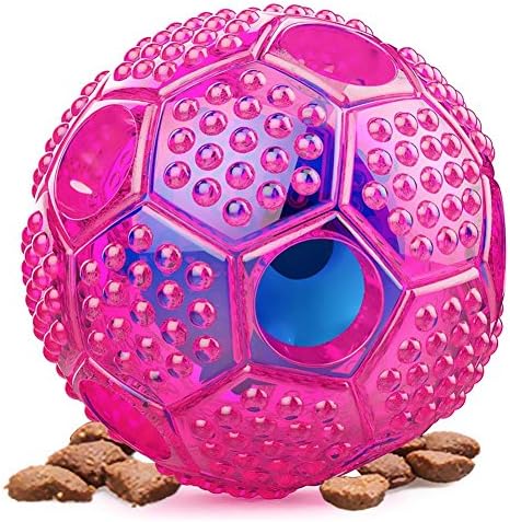 Amuda Pet IQ Interactive Treat Puzzle Food Dispensing Ball, Non Toxic, Bouncy Dog Tooth Cleaning Chewing Training Toys Balls