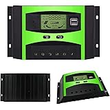 GIARIDE 30A Solar Charge Controller 24V 12V PWM Solar Panel Battery Intelligent Regulator Controller with USB Port and LCD Di
