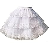 Vintage Sweet White/Black Cosplay Skirt Three Layer Lace Gothic Lolita Petticoat Tutu Skirt Crinoline Underskirt