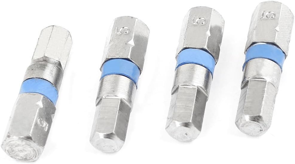 sourcing map 4 Pcs Magnetic 5mm Tip H5 Hex Head Screw Driver Bit, 4Pcs H5x25L