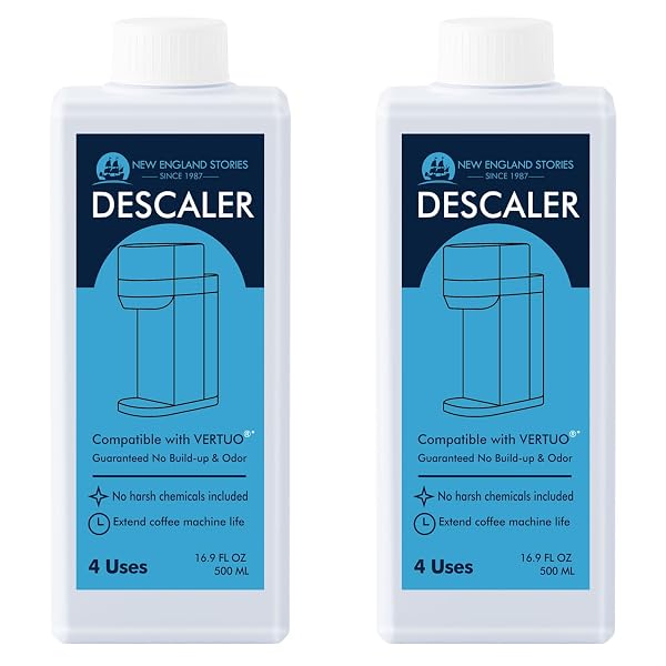 NESPRESSO COMPATIBLE DESCALING SOLUTION, 2 YEARS 8 TOTAL USES DESCALING KIT. EFFECTIVELY REMOVE LIMESCALE & MINERAL BUILD-UP. RESTORE YOUR MACHINE’S PERFORMANCE AND EXTEND LIFESPAN FOR PERFECT COFFEE