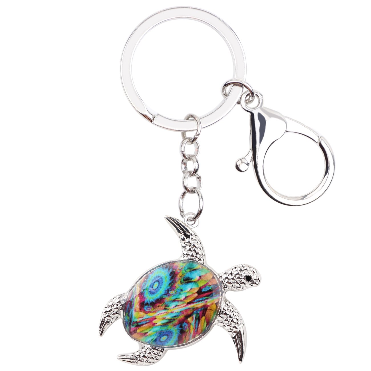 NEWEI Zinc Alloy Cute Sea Turtle Keychain Keyrings for Women Girls Purse Bag Charms (Blue)