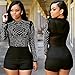 Women Elegant Crewneck Long Sleeve Rhinestone Bodycon Clubwear Party Short Jumpsuit Rompers XL