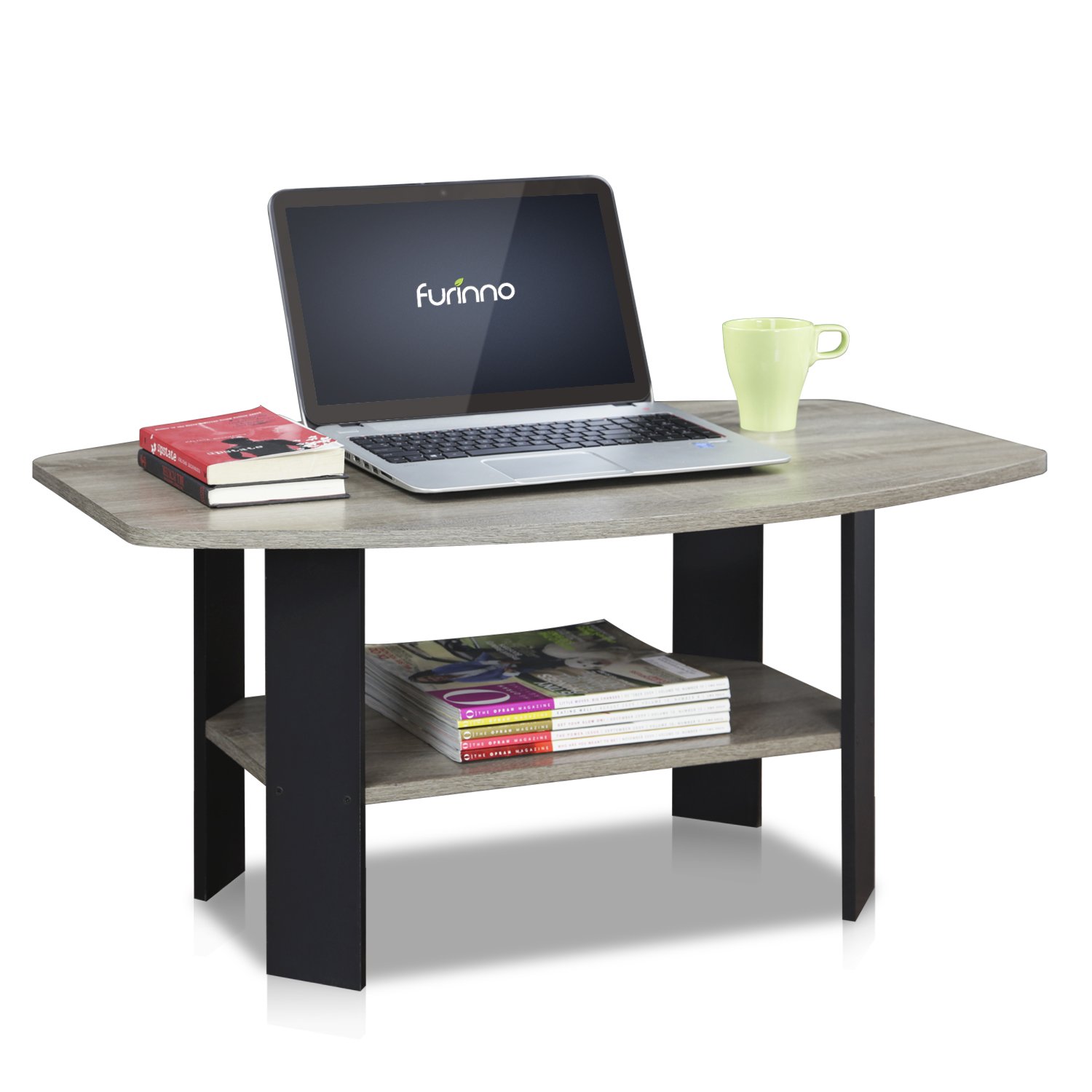 Furinno 11179GYW/BK, Coffee Table, French Oak Grey/Black
