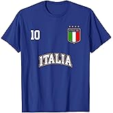 Italia Team Sports Number 10 Italy Soccer Italian Flag T-Shirt