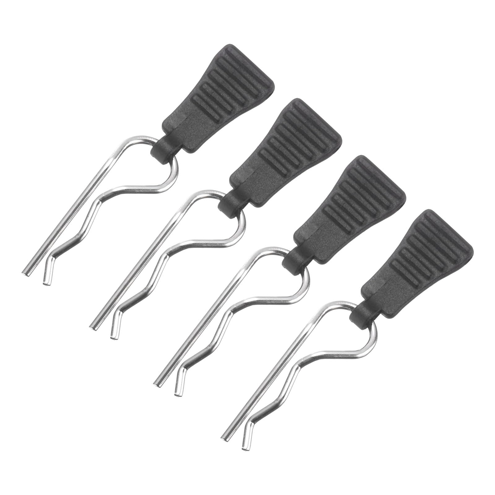 DMiotech 4Pcs Body Clips Pins with Pull Tabs, Black Universal RC Cars Parts Shell Replacement Parts for 1/10 1/12 Scale RC Car