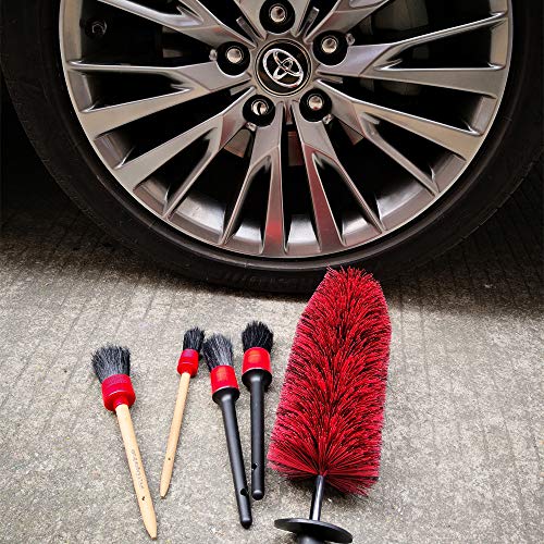 IPELY Car Wheel Rim Detailing Brush with Long Soft Bristle, Professional Car Detailing Tools Kit for Tire, Rim, Engine, Motorcycle