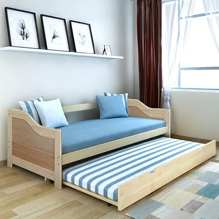 Daonanba Sofa Bed Frame Day Bed Frame Pull Out Pine Wood