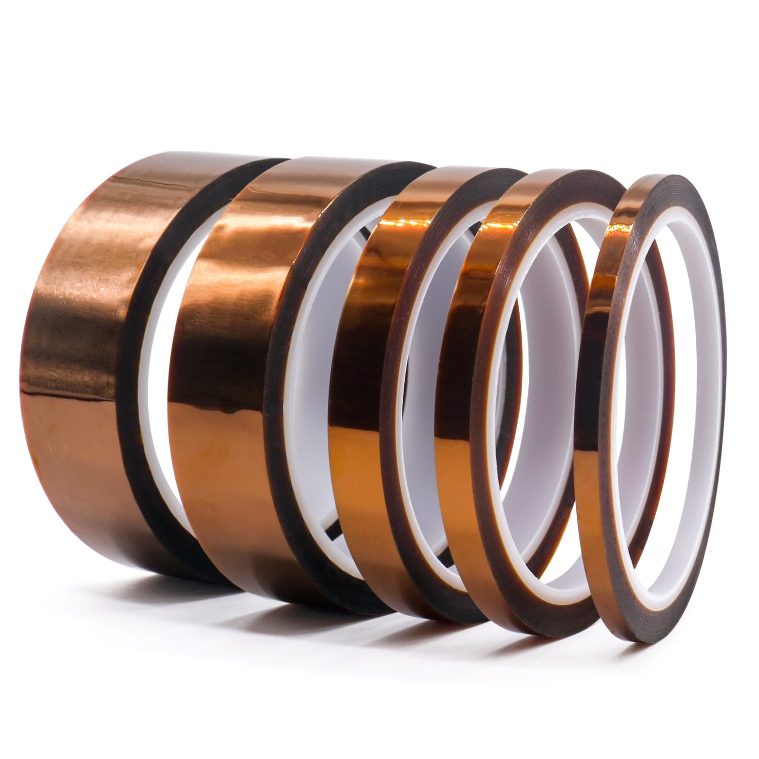 BOMEI PACK 5 Rolls Polyimide Tape Heat Resistant Strong Sticky Heat Transfer Tape For Sublimation Printing 3D Printer Masking,High Temperature PI Tape