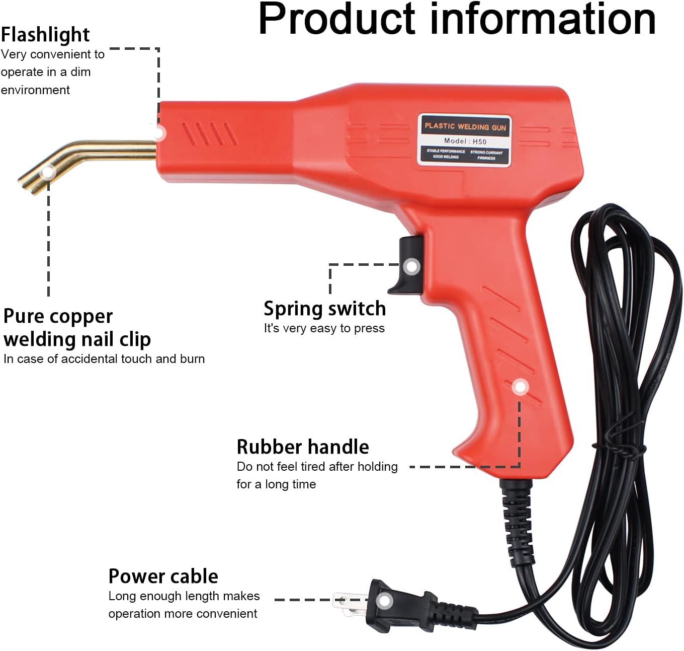Handy Plastic Welder, Plastic Welding Machine for Car Bumper Repairing, 50W Hot Stapler Welding Repair Kit with 4 Types of Staples, 110V Portable Welder Gun Tool for Bodywork Welding System - - 