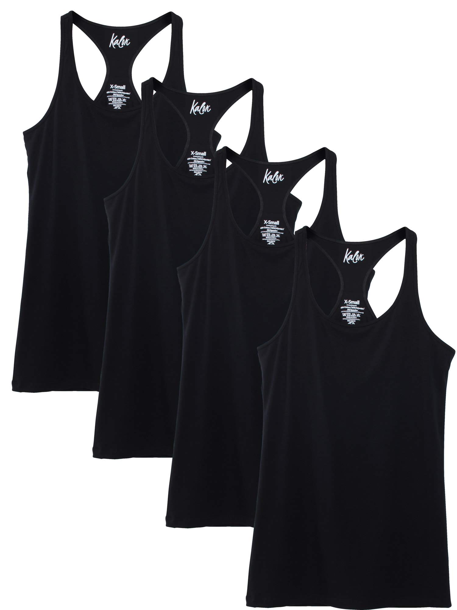 Photo 1 of Kalon Women's 4-Pack Racerback Shelf Bra Camisole Base Layer (3X-Large, 4PK Black)