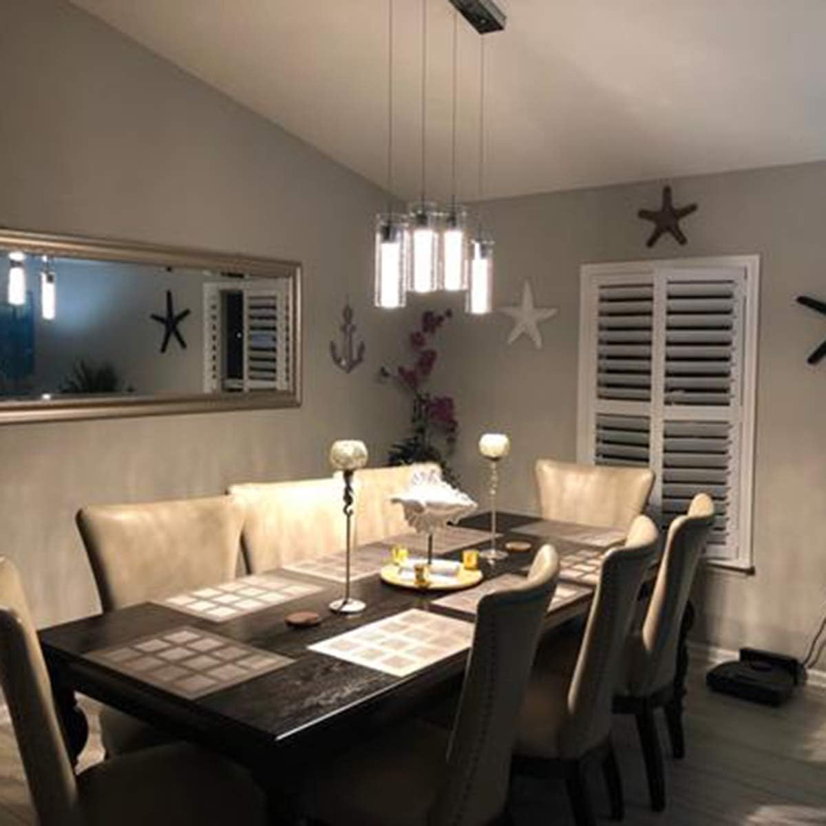 4-Light Pendant Ceiling Fixture, Integrated LED Kitchen Lighting, 26W (150 Watt Equivalent) CRI 90+, 1950lm Premium Bubble Glass with Chromed Finished ETL Listed - - 