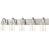 Emliviar 5-Light Bathroom Vanity Light Fixture, 37" Bath Wall Light Fixtures in Brushed Nickel Finish with Clear Glass, YCE23