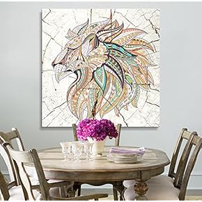 Abstract Wood Style Lion - Canvas Art