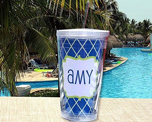 Tumbler Personalized Acrylic Cup with Lid and Straw, custom with name, great for the pool, beach or patio.