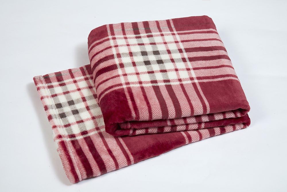 YourHome Throw super soft plush velvet, machine washable, suitable for bed, chair or sofa (125x150, wine)