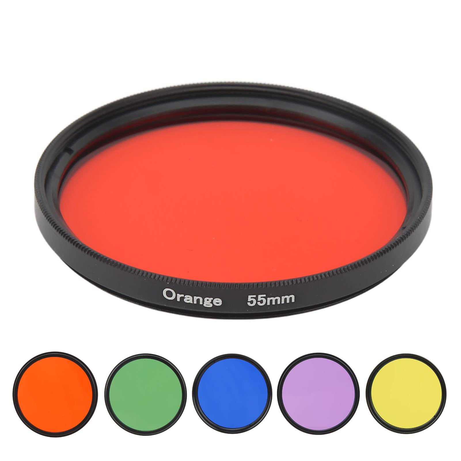 55mm Round Full Color Lens Filter for Camera Lens with 55MM Filter Thread, Colourful Optical Glass Digital Camera Filter,High Definition Photograph Lens Filter(Orange)