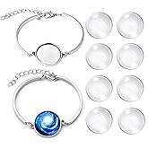 DROLE 20Pcs Cabochon Bracelet Settings Kit-10Pcs 20mm Antique Silver Adjustable Bracelet Blank with 10Pcs 20m Round Clear Glass Cabochons for Jewelry Making