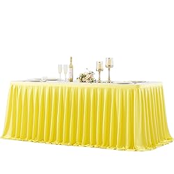 PARTISKY Yellow Polyester Table Skirt for Rectangle