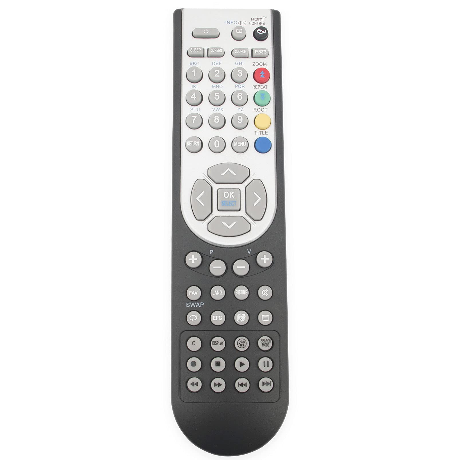 ALLIMITY RC1900 RC-1900 Remote Control Replace fit for Inno-Hit NordMende AKAI Toshiba Hitachi JMB Finlux Grundig JTC0122002B/01 22DV501B 19DV501B GU19WDVD10 GU22WDVD10 LUX-22-822-COB L22DP03U