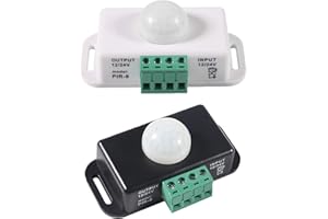 AITIAO 2Pcs DC 12V-24V Pir Motion Sensor Switch LED Motion Function Cotroller Sensor Switch for Kitchen Pantry Closet Wardrobe Bedroom Bathroom LED Strip Light,Black+White