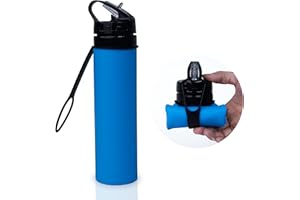 FOGESION Collapsible Water Bottles, BPA Free 20 Oz Food Grade Silicone, Leak Proof, Simple Modern Jug Essentials For Activities Such As Travel, Camping, Hiking, Biking, Sports (Blue)