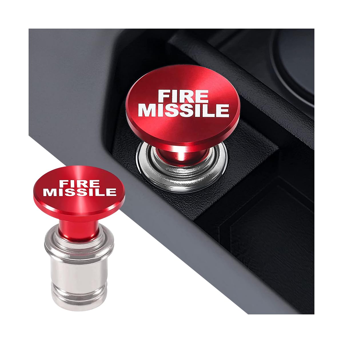 Photo 1 of Mandark Car Cigarette Lighter, Pop-Out Aluminum Alloy Vehicle Cigarette Lighter, 12V Push Button Auto Cigarette Lighter Plug Replacement, Universal for SUV, Motorcycle, Truck (Red/Fire Missile)