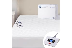 Sealy 3M Scotchgard Heated Mattress Pad | Quilted Cotton Electric Bed Warmer with 10 Heat Setting Dual Controller | 1-12 Hours Auto Shut Off | 17" Deep All Around Elastic Pocket, Queen