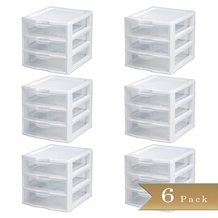 Set Of 6 Truecraftware Stackable Mini 3 Drawer Storage Units